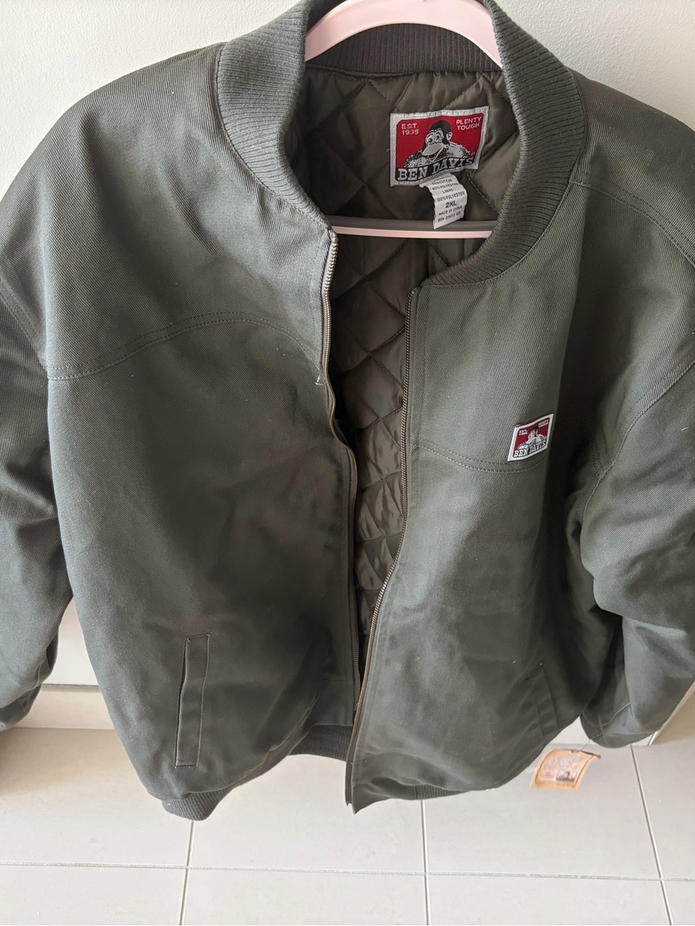 Ben Davis Olive Green Quilted Bomber Jacket
